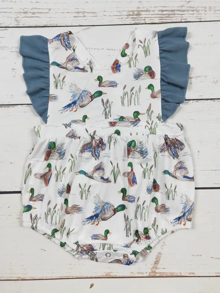 Duck Printed Baby Girls Romper