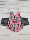 Pink Howdy Fringe Western Baby Onesie